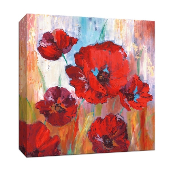PTM Images 9-147038 PTM Canvas Collection 12" x 12" - "Ruby Poppies I" Giclee Flowers Art Print on Canvas