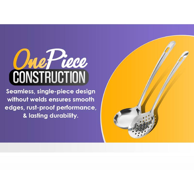 Stainless Steel Kitchen Serving Utensils, Cooking, Long Handle, Hanging Hole