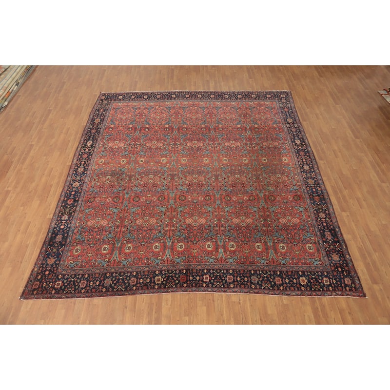 Hand Knotted Oriental 100% Wool Carpet Traditional Floral Oranges & Rust Malayer Area Rug - 13' 5'' X 11' 1''