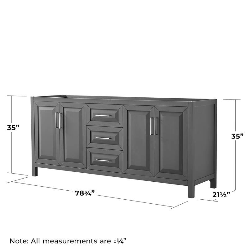 Wyndham Collection Daria 79" Double Free Standing Vanity Cabinet -