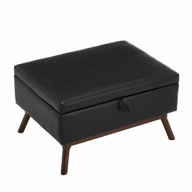 Mid-Century Modern Square Coffee Table with Storage Bench