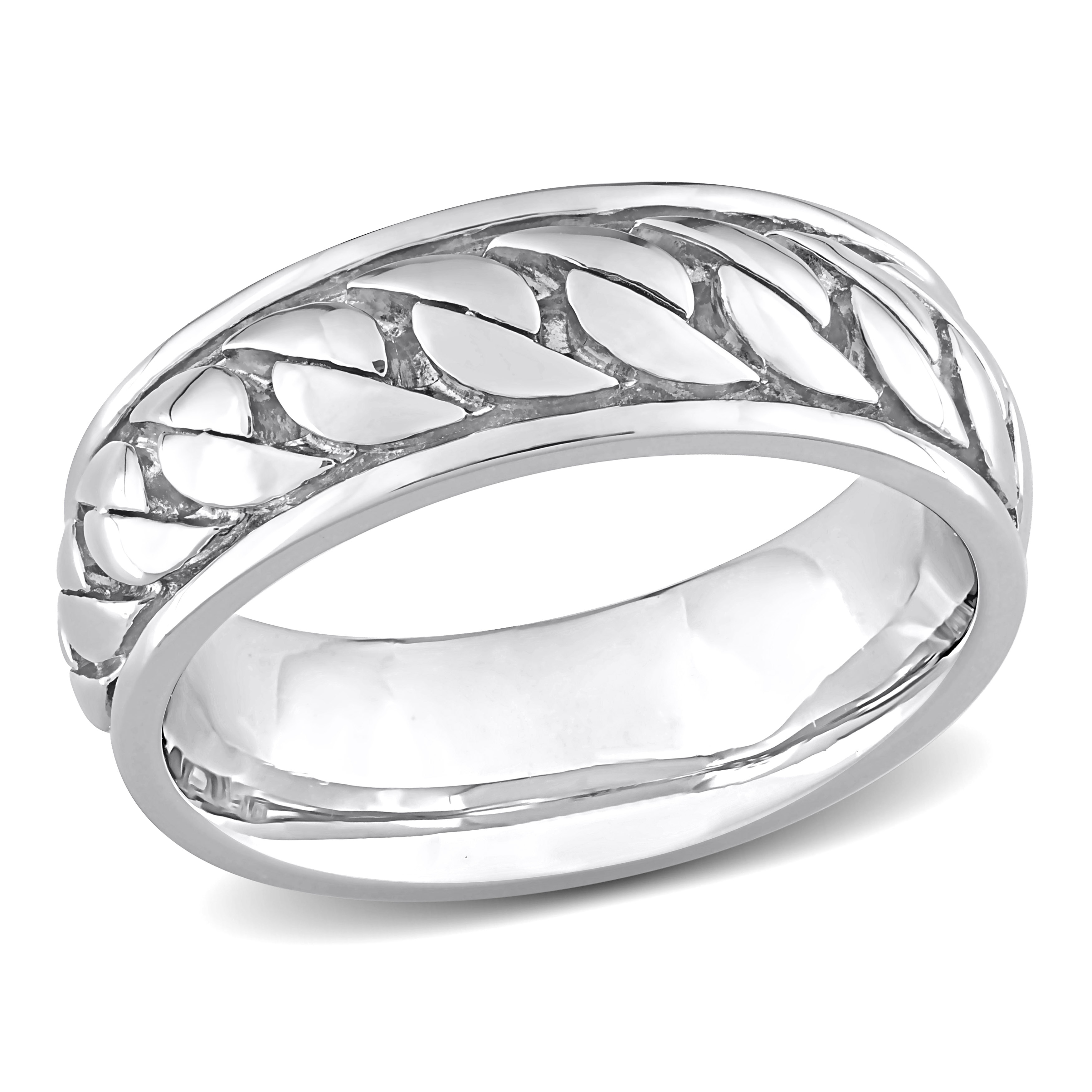 Miadora Ribbed Design Mens Ring in Sterling Silver
