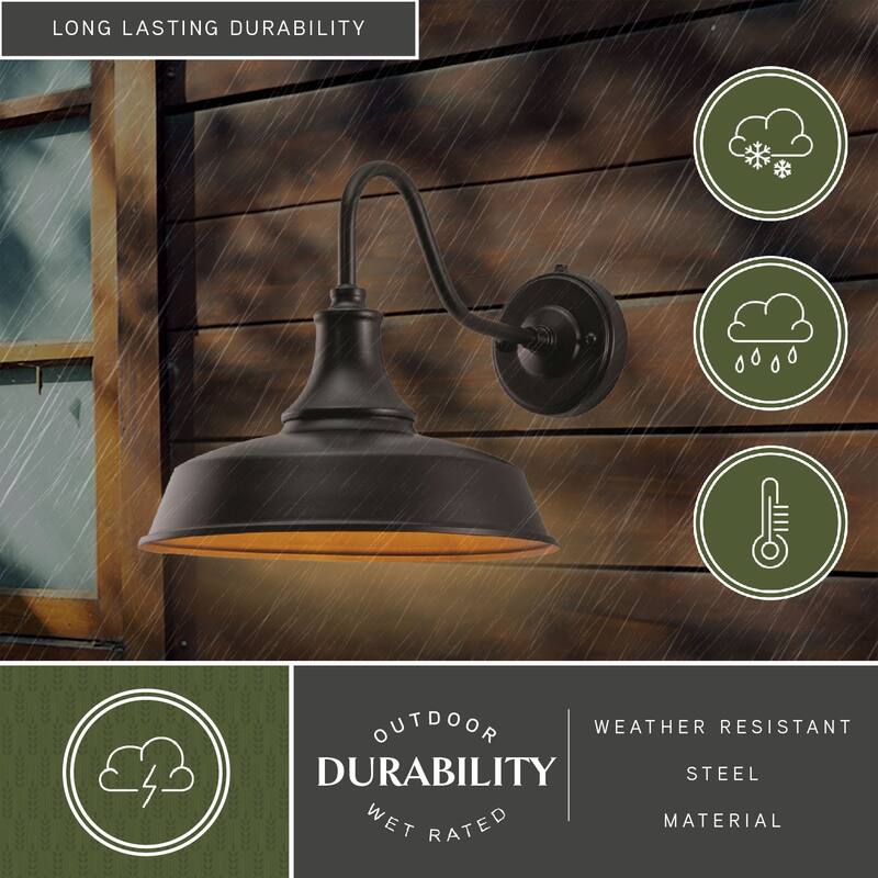Dorado 1-light Bronze/ Gold Farmhouse Outdoor Wall Lantern - 12-in W x 11.5-in H x 18-in D