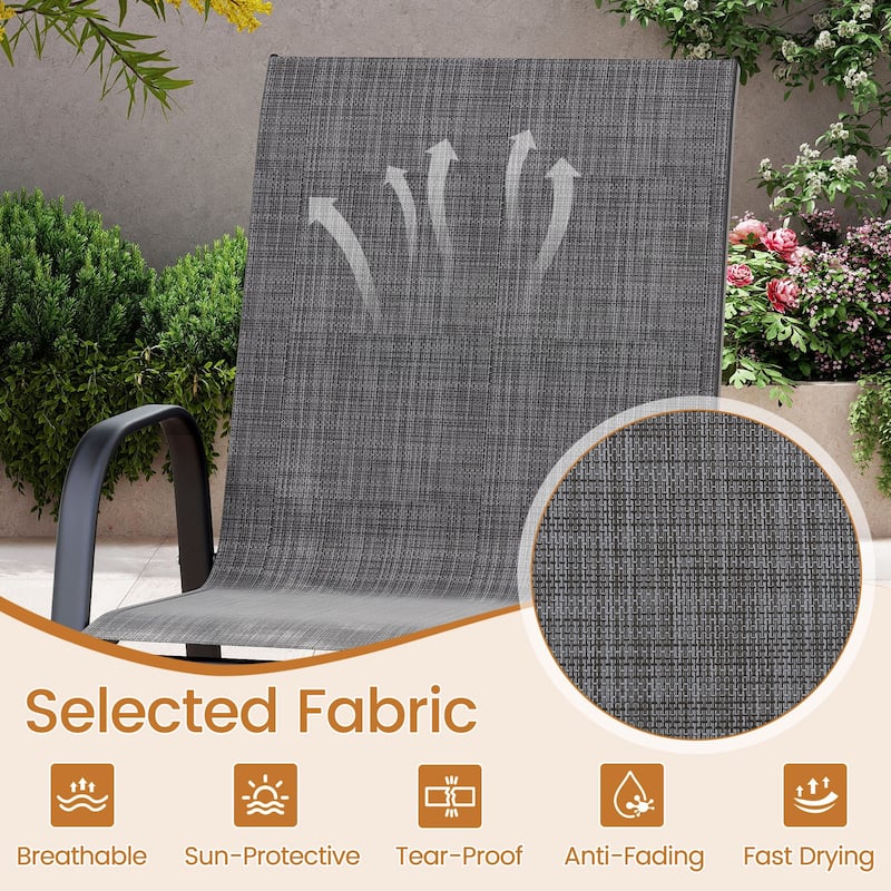 29" Outdoor Bar Stools Set 2 Fabric High Back Chairs with Metal Frame for Decks and Porches - 24.5" x 30" x 51"