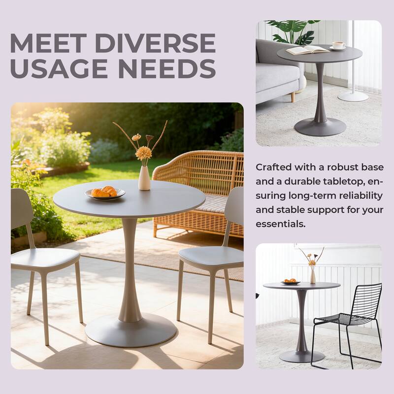 31.5" Mid-century Dining Table for 2-4 people With Round MDF Table Top, Pedestal Dining Table, Coffee Table