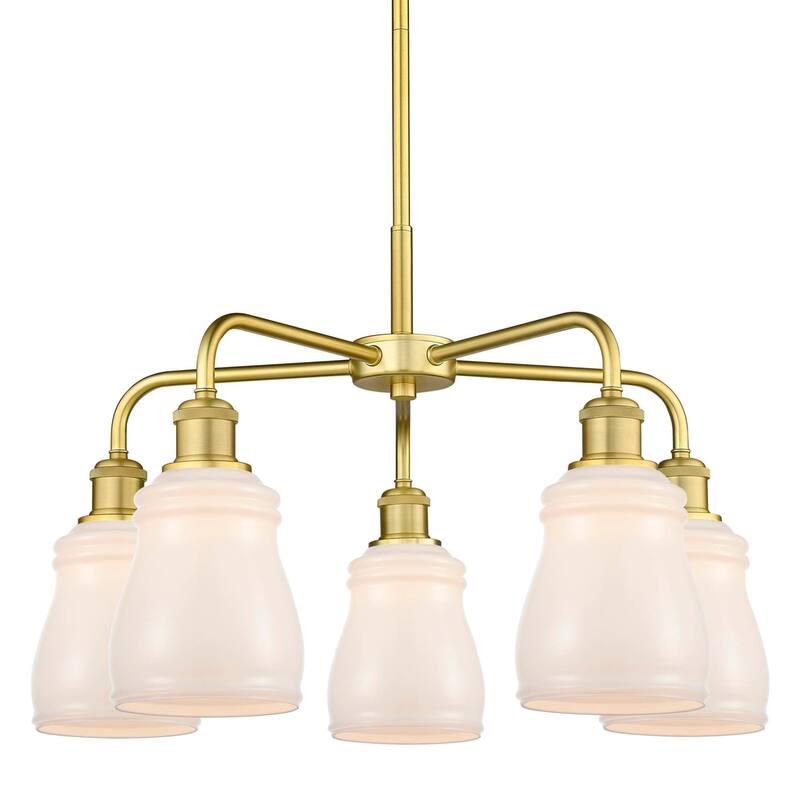 Innovations Lighting 516-5CR-15-23 Ellery Chandelier Ellery 5 Light - Satin Gold / White