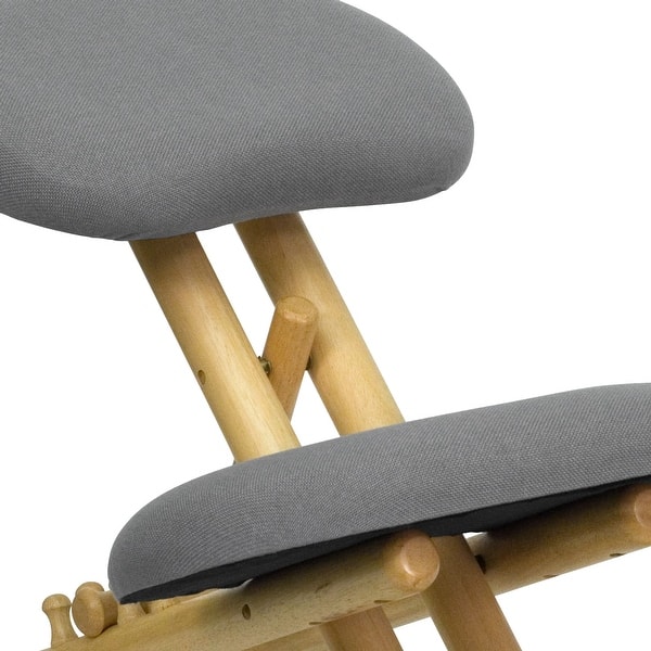 Shop Mobile Wooden Ergonomic Kneeling Office Chair In Gray Fabric Overstock 10605500