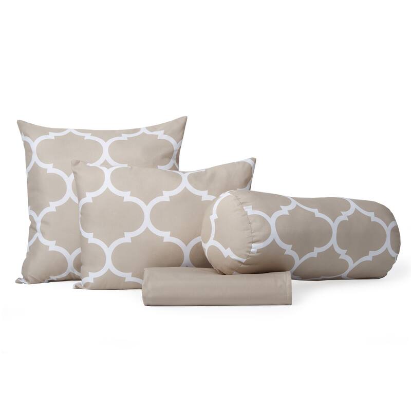 Trellis 7-Piece Comforter Set - Light Brown - Queen