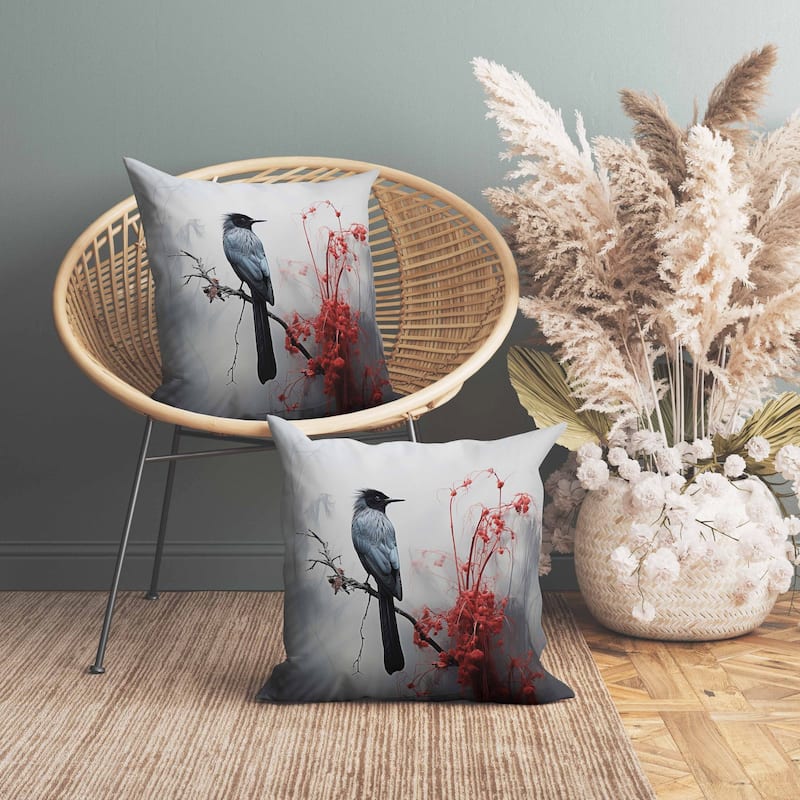 Winter Wishper Faux Suede Reversible Throw Pillow Gray and Red