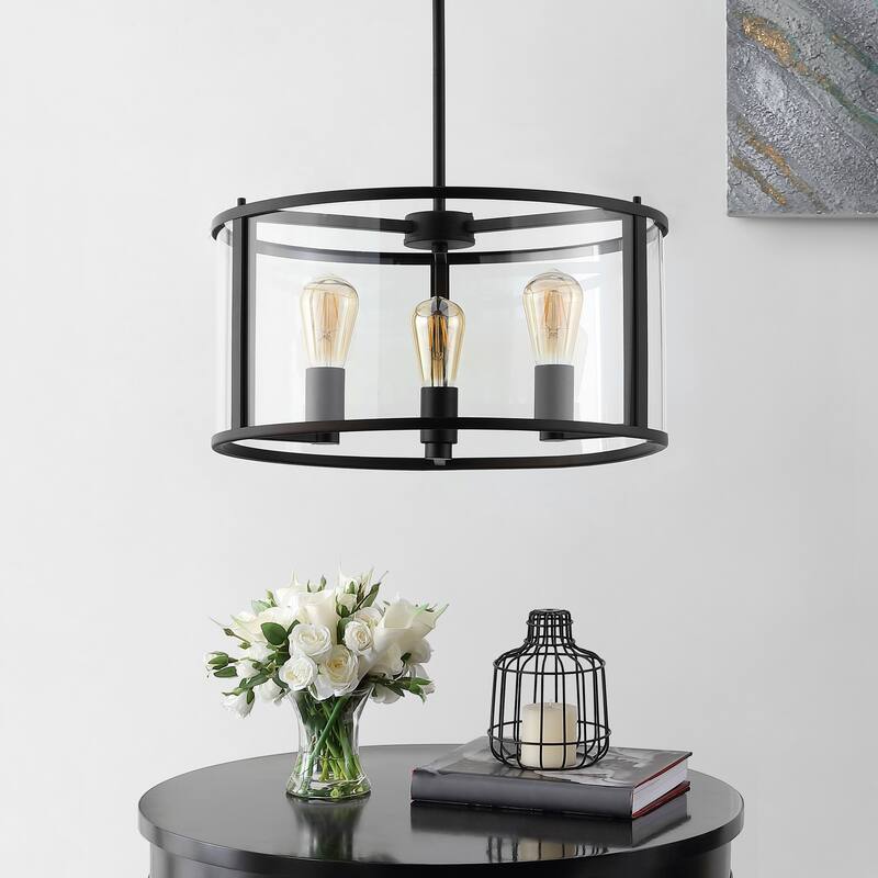 SAFAVIEH Lighting Manlen 3-light LED Adjustable Pendant - 18"W x 18"D x 48"H