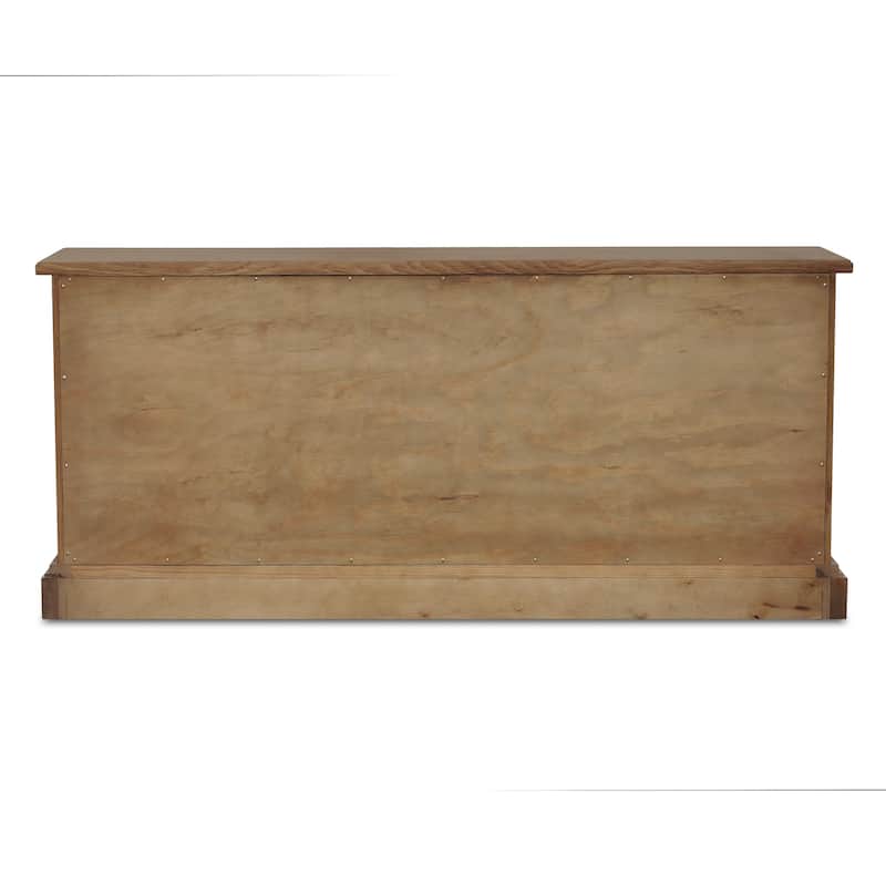 Lioren Dresser, Solid Oak, 6 Drawers, Curved Front, Brass Handles, Warm Brown