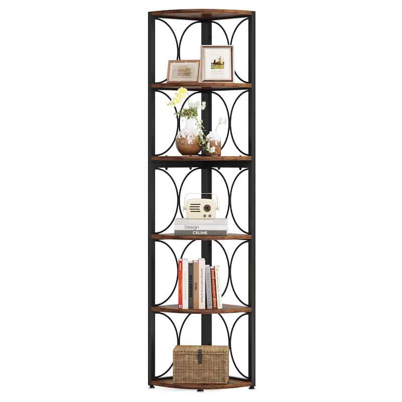 67" Tall Corner Shelf, Corner Bookshelf Bookcase Standing Shelving Unit