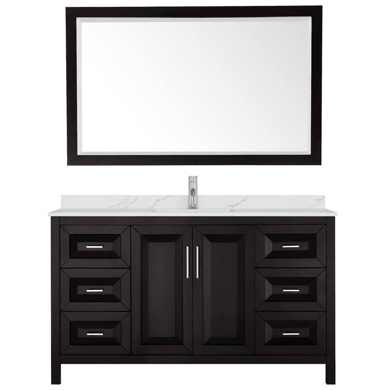Daria 60-inch Single Vanity, Single Hole Quartz Top, 58-inch Mirror
