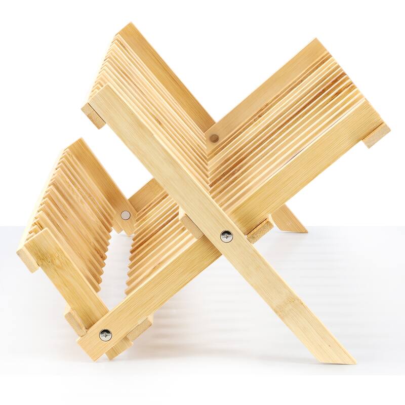 MegaChef 2-Tier Collapsible Kitchen Bamboo Drying Dish Rack
