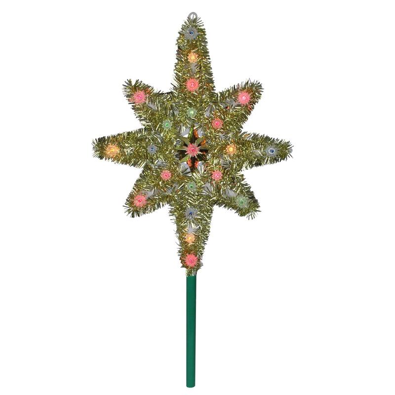 21" Lighted Gold Star of Bethlehem Christmas Tree Topper Multi Lights