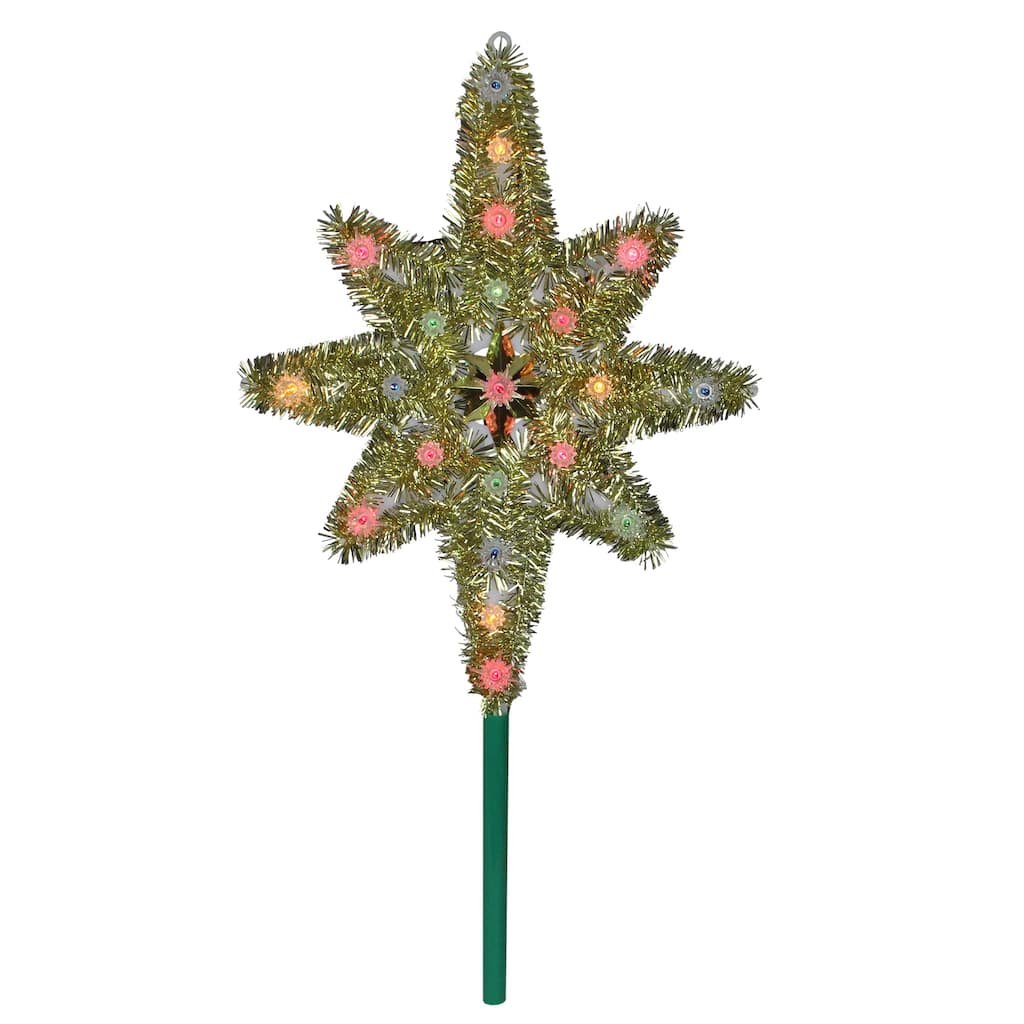 21" Lighted Gold Star of Bethlehem Christmas Tree Topper Multi Lights