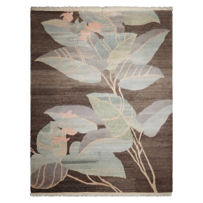 8'10''x11'6'' Hand Knotted Wool Brown Tibetan Art Deco Plush Pile Rug - 8' 10'' x 11' 6'' - 8' 10'' x 11' 6''