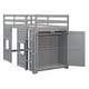 preview thumbnail 6 of 16, Wood Twin Size Loft Bed with Built-in Storage Wardrobe and 2 Windows - Perfect for Play and Sleep - Gray