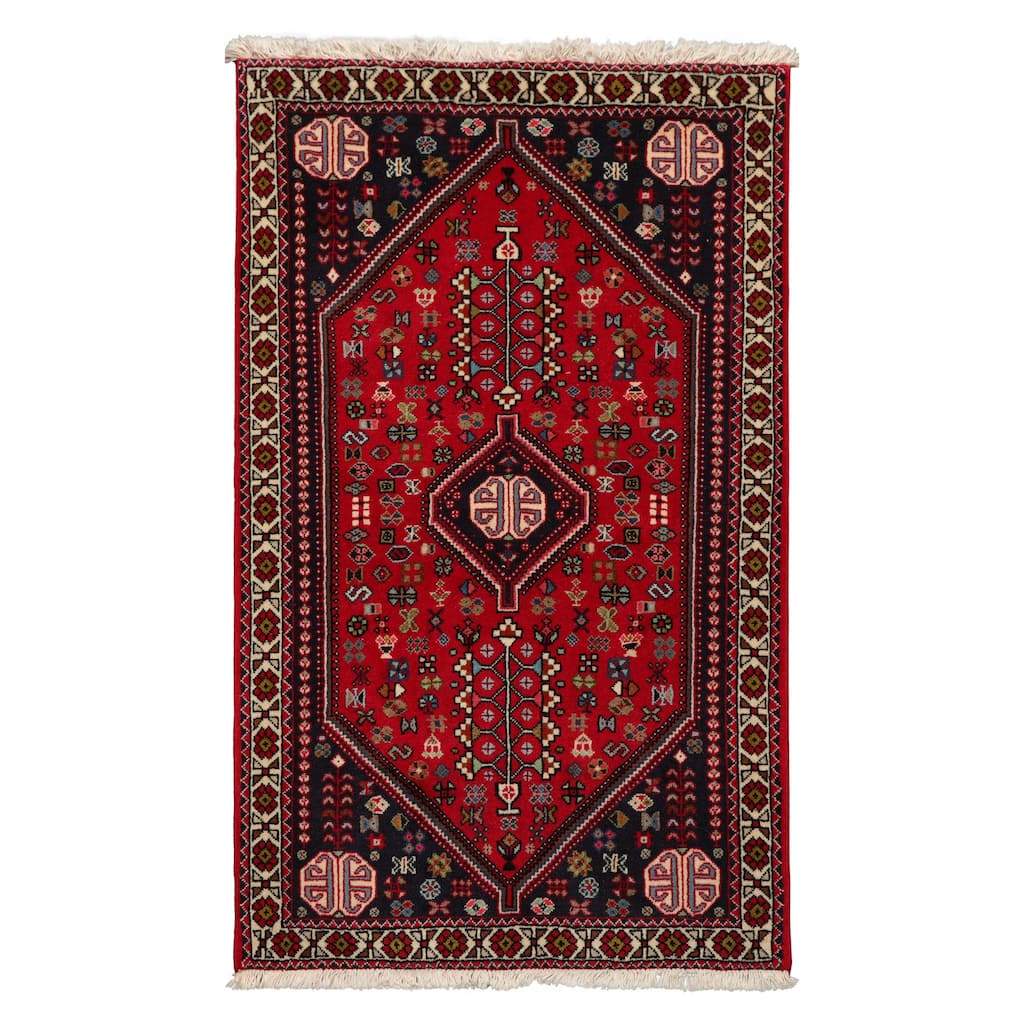 2'9''x4'7'' Hand Knotted Wool Red Abadeh Traditional Rug - 2' 9'' x 4' 7''