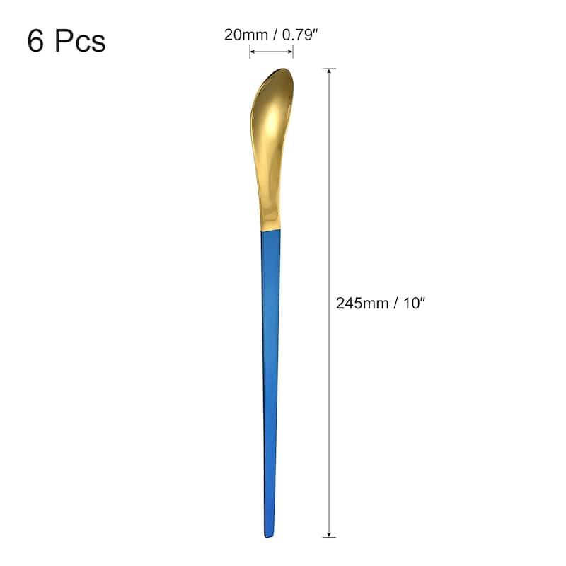 6Pcs 10-Inch Stainless Steel Cocktail Beverage Stirring Spoons