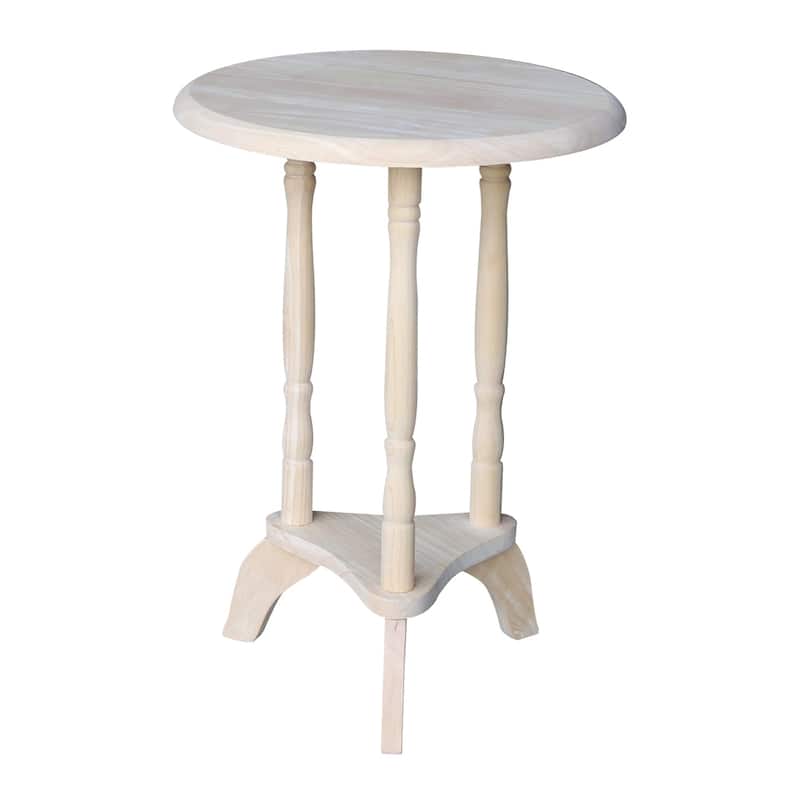 Round Unfinished Solid Parawood Plant Table