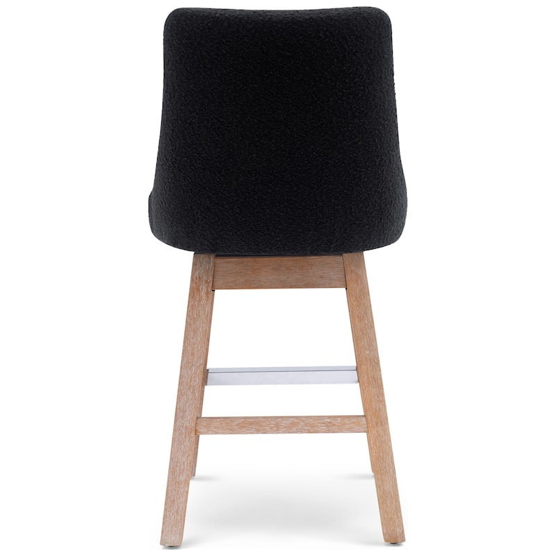 Boucle Polyester Upholstered Swivel Counter Stool - Foot Glides (Set of 2)
