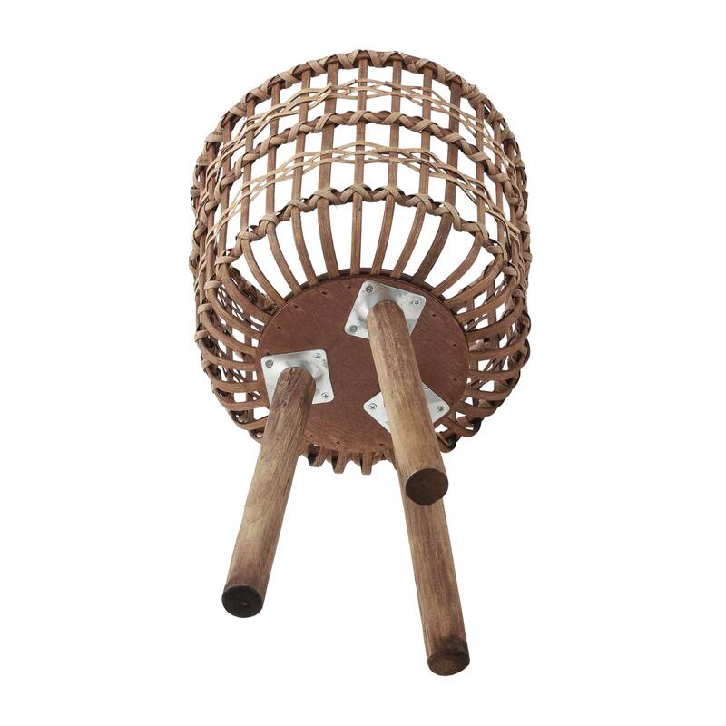 Sagebrook Home Neutral Boho Wicker Planter Stand Set, Versatile Indoor Garden Decor