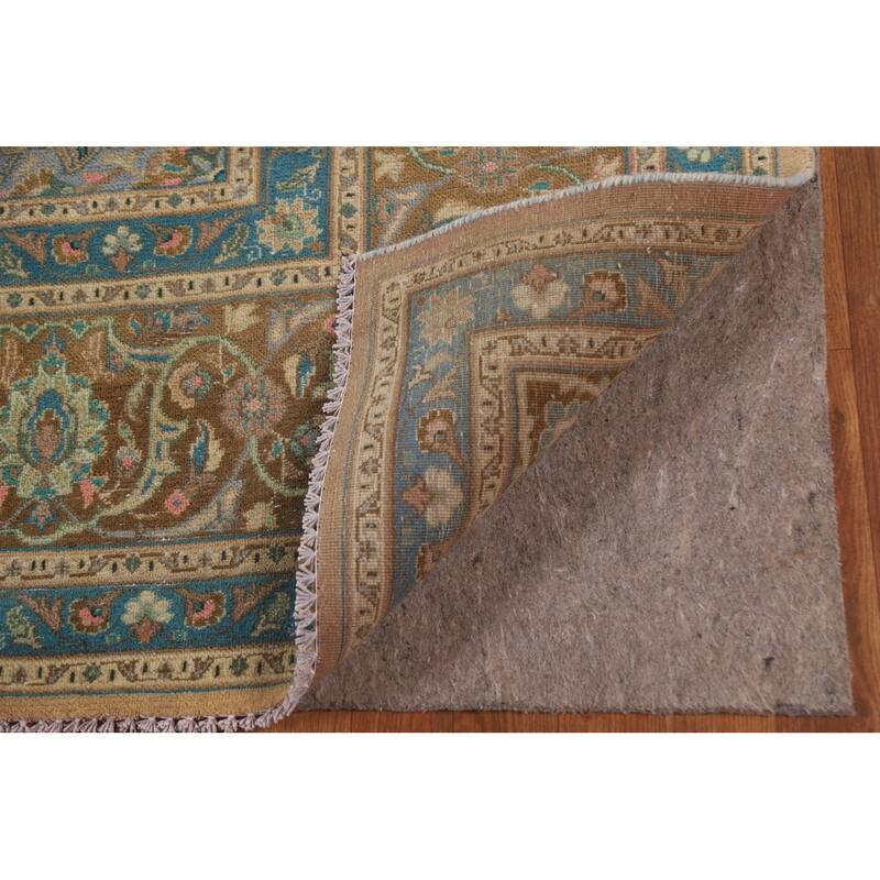 Floral Mashad Persian Antique Area Rug Hand-knotted Wool Carpet - 9'8" x 12'11"
