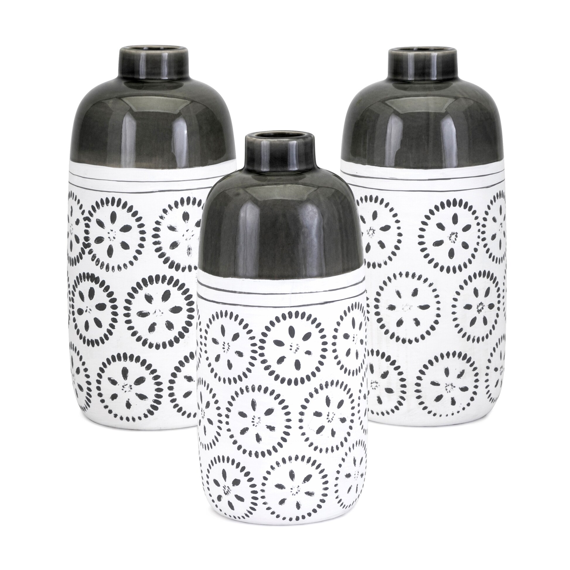 Shop Set Of 2 Black And White Glossy Finished Decorative Brooke