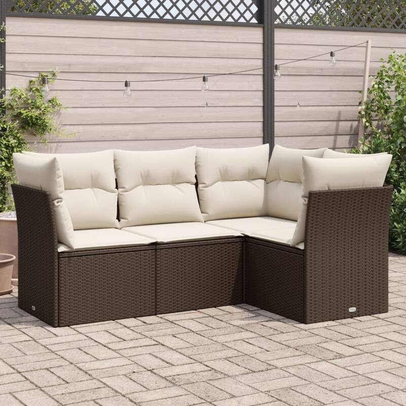 vidaXL Garden Sofa Set Brown, Cream White - 24.4 x 24.4 x 27.2