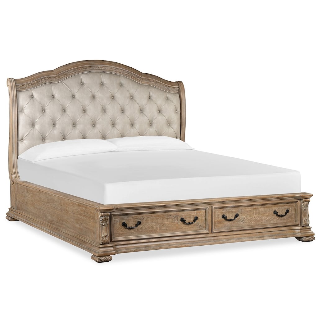 Magnussen Home Marisol Fawn Upholstered Sleigh Storage Bed