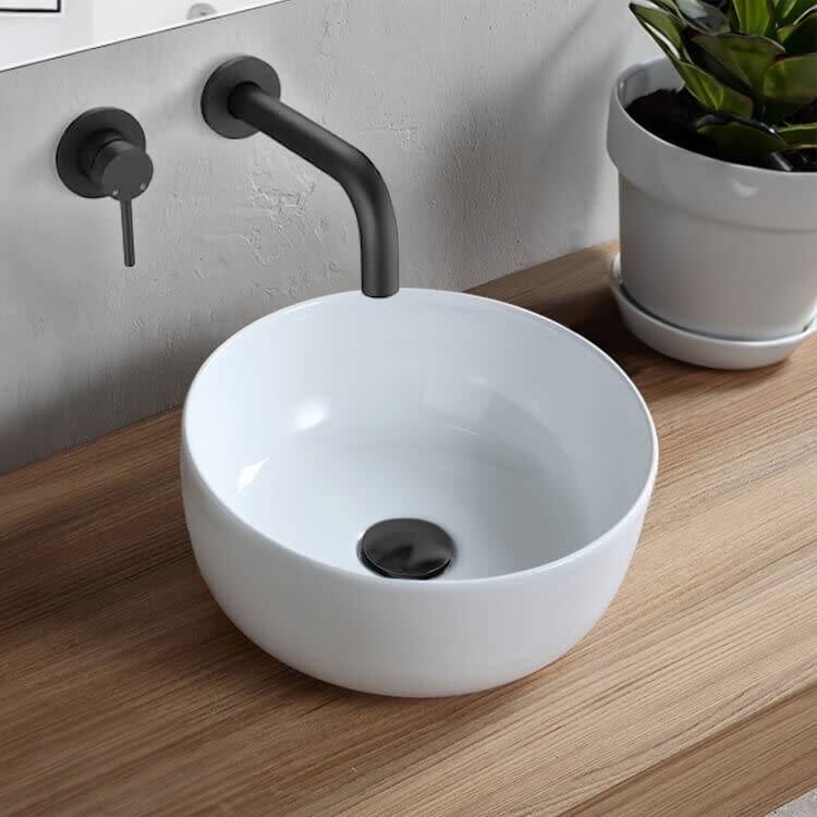 Nameeks CeraStyle 077600-U-No Hole Aqua 13" Circular Ceramic Vessel