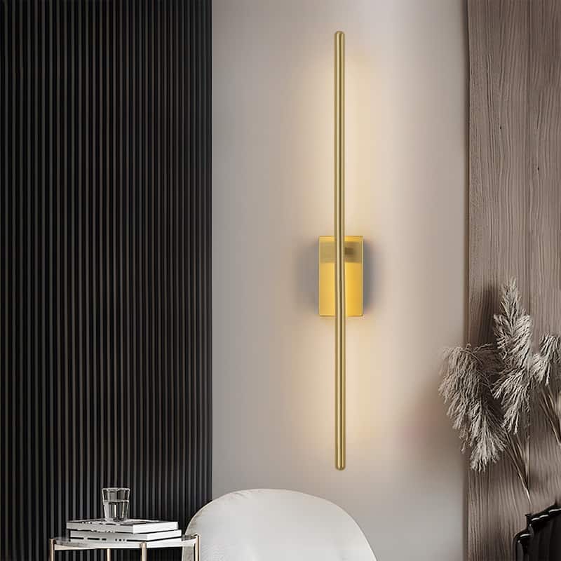 1-Light Modern Gold/Black Linear Bathroom Vanity Light Integrated LED 3000K Rotatable Wall Light