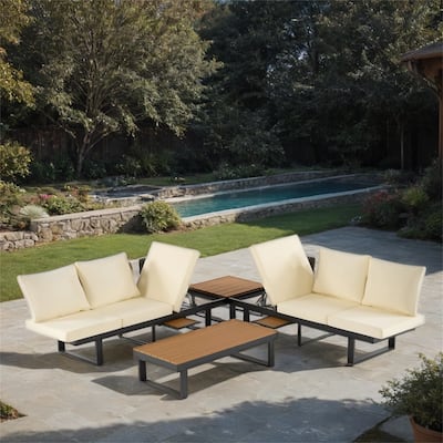 Outdoor Sectional Sofa Set with Adjustable Reclining Seats (Set of 4)