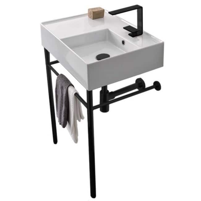 Nameeks Scarabeo Teorema 2.0 24" Rectangular Ceramic Console Bathroom - Black