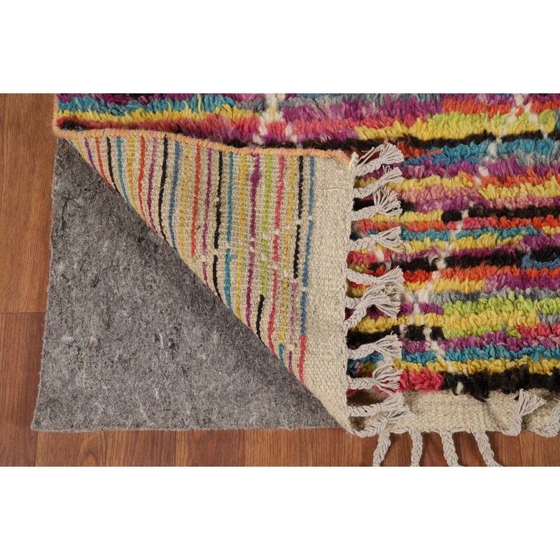 All-Over Trellis Moroccan Oriental Area Rug Hand-Knotted Wool Carpet - 6'2" x 9'2"