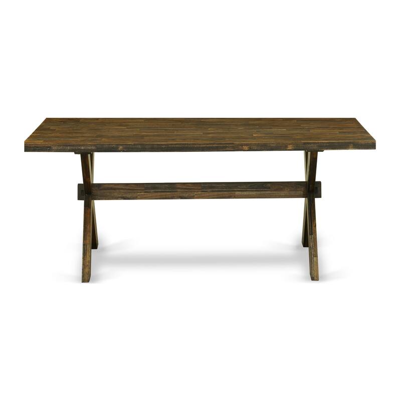 East West Furniture Dining Set- a Dining Table and Dark Khaki Linen Fabric Parson Chairs, Distressed Jacobean(Pieces Options)