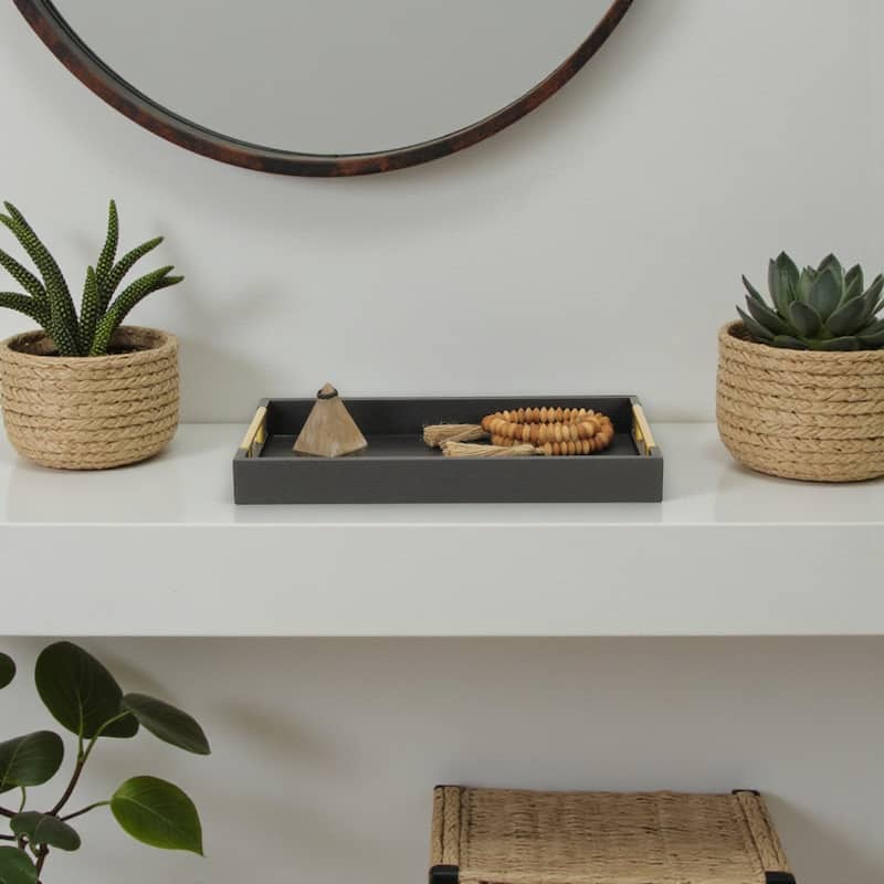 Lusan Faux Shagreen Tray with Handles