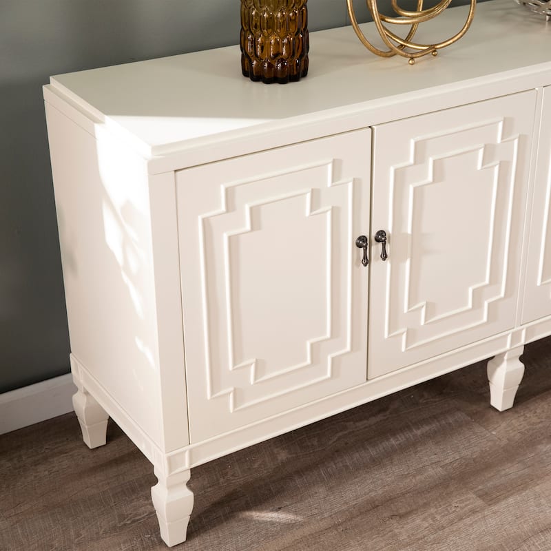 SEI Furniture Taborley Transitional 4-Door Sideboard Antique White Wood Accent Cabinet Buffet
