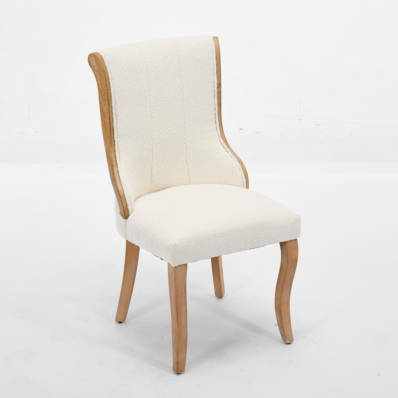 Snow Velvet Dining Chairs,Curved Wood Trim&Sculpted Legs, Upholstered Comfort For Dining/Lounge,Accent Seating,Set Of 2