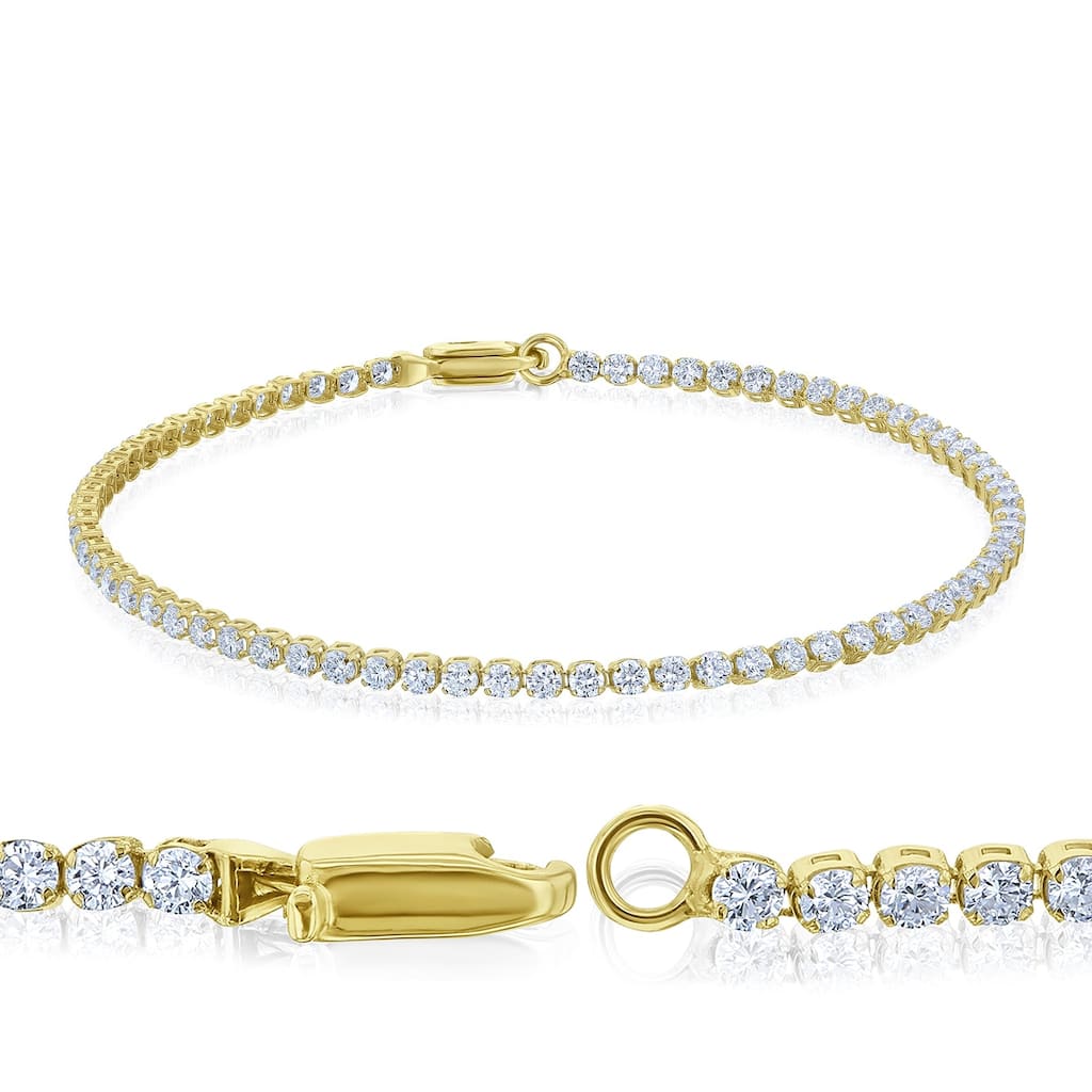 Kobelli Lab Grown Diamond 14k Solid Gold 2 mm Eternity Tennis Bracelet (DEF/VS)