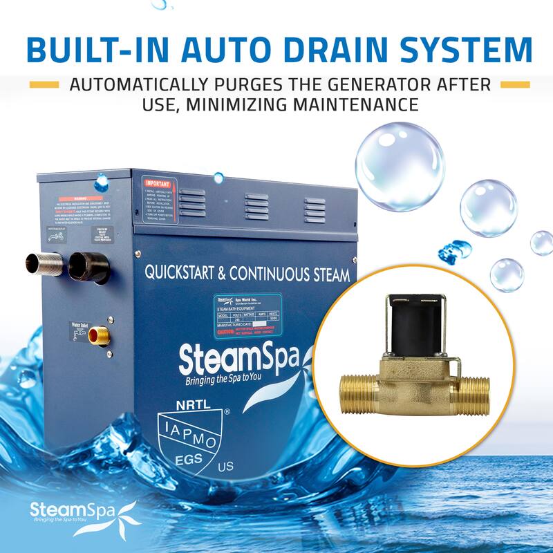 Oasis Series 9000-Watts Steam Generator with Continuous Steam Plus Easy Touch Pad and Auto Drain