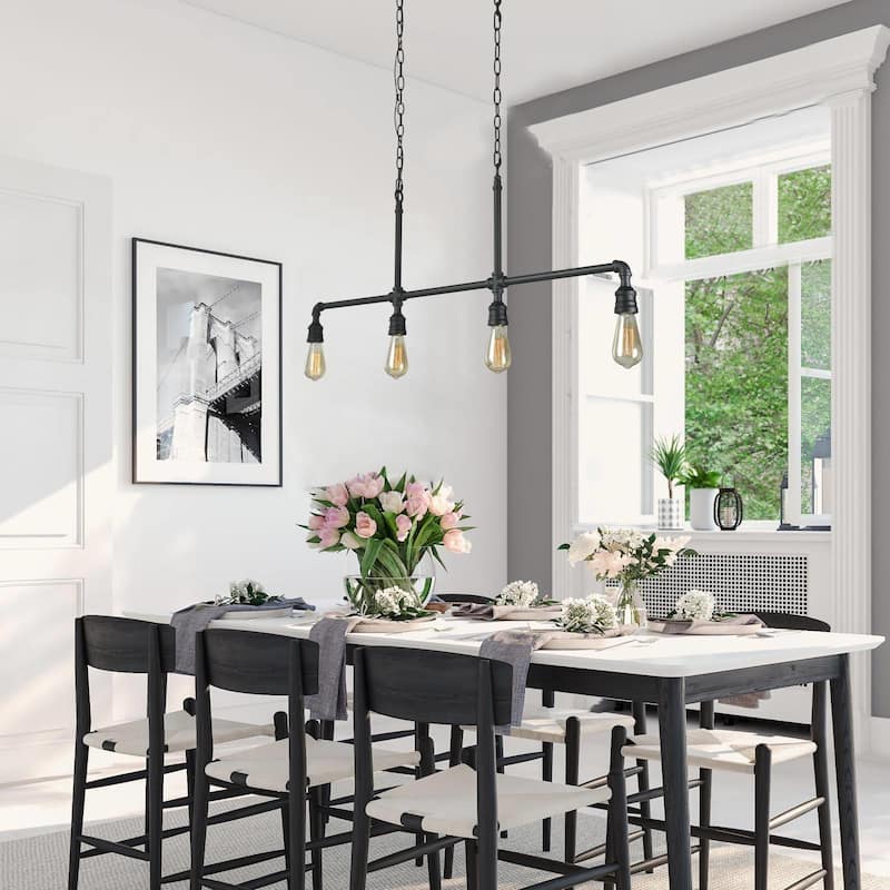 The Gray Barn Heavenly Winds Industrial 4-light Linear Island Chandelier - L44" x W2" x H16.5"