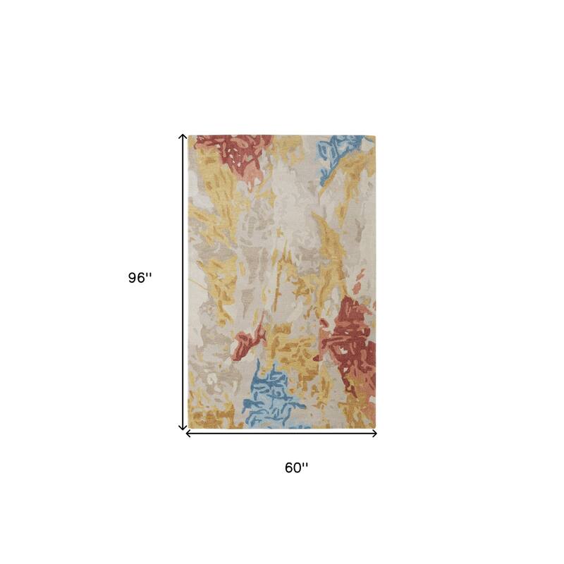 Xubo Hand Tufted Abstract Modern Stain Resistant Area Rug By HomeRoots - 5' x 8'