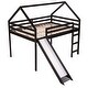 preview thumbnail 23 of 25, Contemporary Style Full Size Loft Bed with Slide, House Bed with Slide