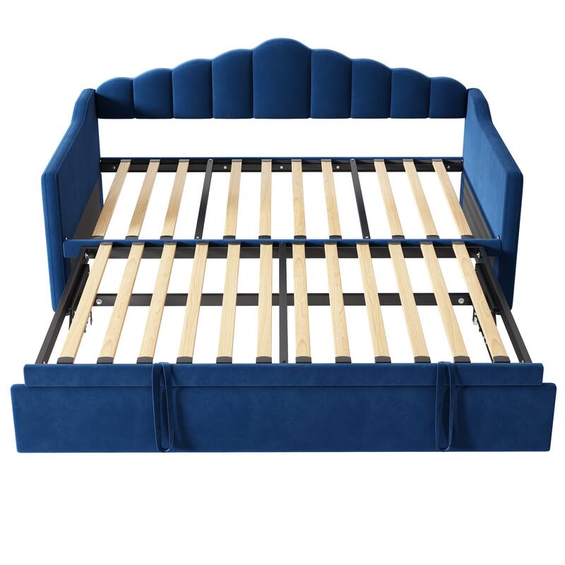 Upholstered Twin Size Daybed with Pop-Up Trundle and Charging Station