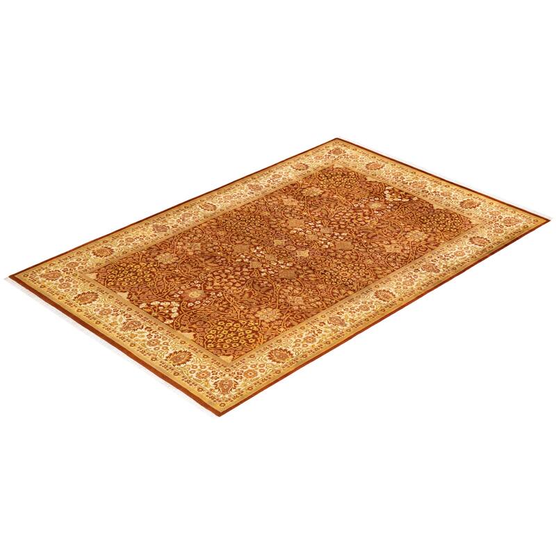 Overton Hand Knotted Wool Vintage Inspired Traditional Mogul Orange Area Rug - 5 x 8