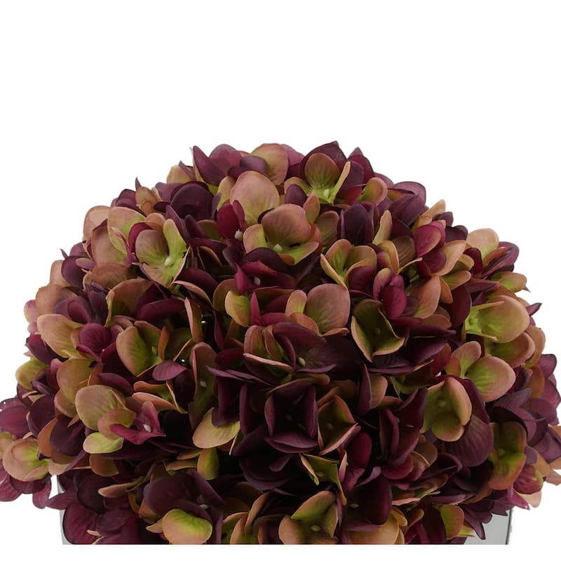 Faux Hydrangea in Black Tapered Zinc Cube