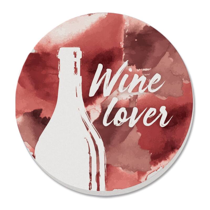 Wine Lover 4 Pack Absorbent Stone Coasters with Protective Cork Backing Made in The USA Absorbent Easily Wipes Clean - Multi