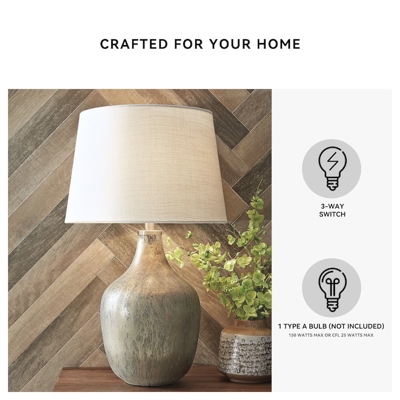 Mari Gray/Gold Finish Glass Table Lamp - 16.63" W x 16.63" D x 27.75" H